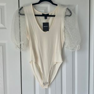 Forever 21 Mesh Puff Sleeve Bodysuit